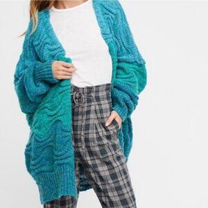 Free People Aquatic Ombre Textured Oversized Cardigan, XS